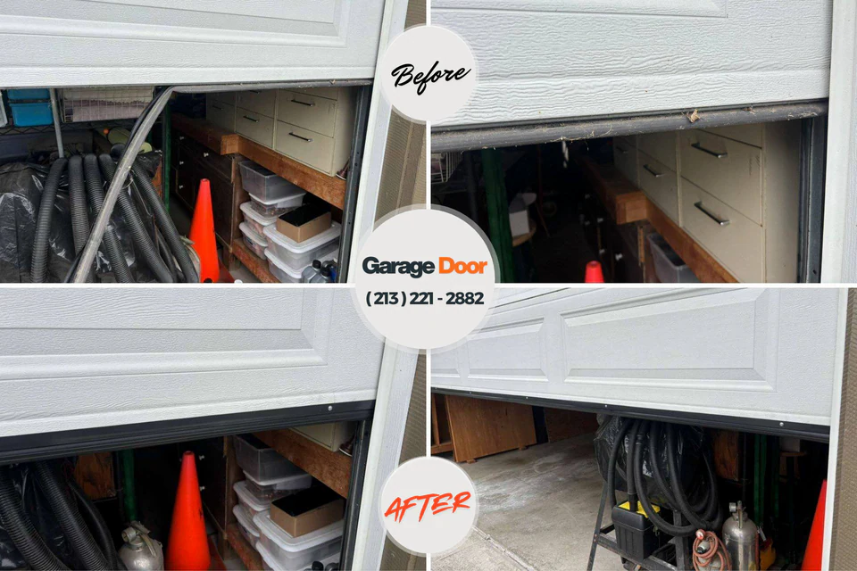 Before and after: garage door repair Holly Hill, SC